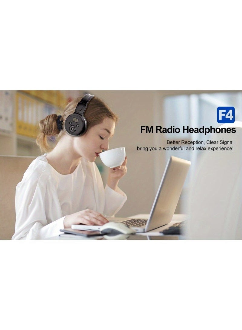 F4 Rechargeable & Portable Personal FM Radio Headphones with Best Reception, FM Headset Radio Receiver for Meeting, Daily Works, Hiking, Jogging - Image 4